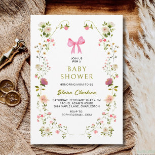 Baby-Schwester oder Bruder Baby-Party mit rosa Sch Einladung