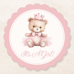 Baby-Schwester-Pink-Princess-Bär-Babyparty Untersetzer