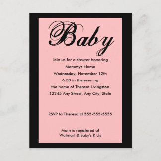 Baby Script Baby Dusche Einladung Pink
