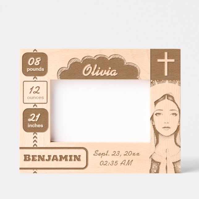 Baby Script + Die Jungfrau, in die Mary Frames ein Geätzte Rahmen (Vorderseite)