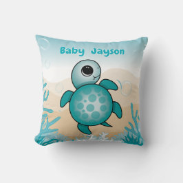 Baby Sea Turtle Birth Stats Throw Pillow Kissen