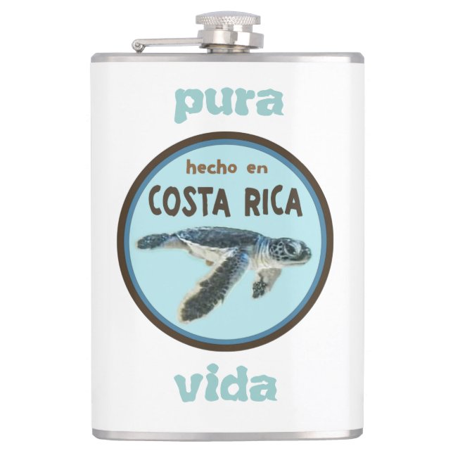 Baby Sea Turtle, Costa Rica, Pura Vida Flask Flachmann (Vorderseite)