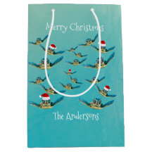 Baby Sea Turtle in Weihnachtsmannmützen Packpapier