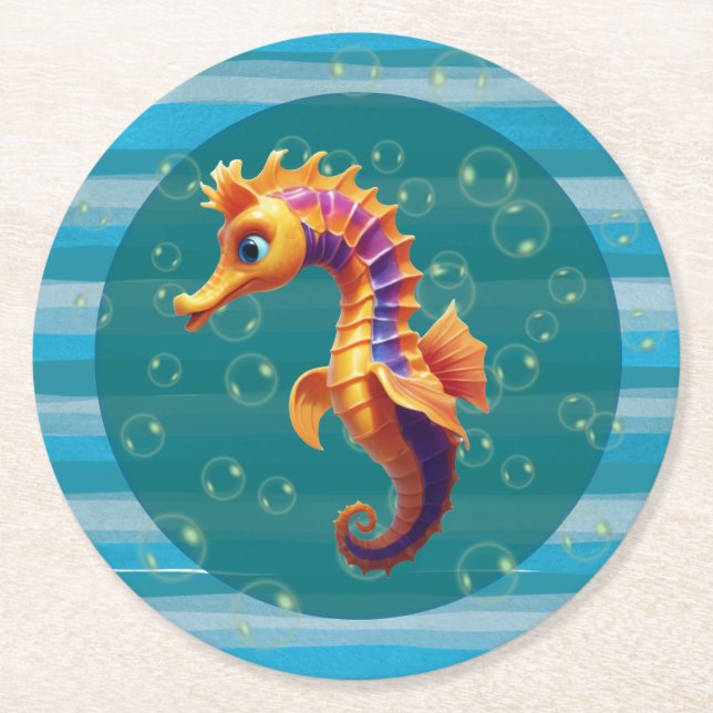 Baby Seahorse Paper Coasters Runder Pappuntersetzer (Vorderseite)