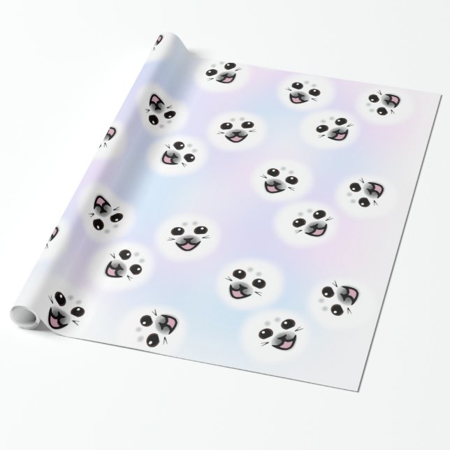 Baby Seal face wrapping paper super cute Geschenkpapier (Ungerollt)