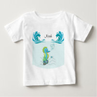 Baby Seepferd | Blue Personalisiert Baby T - Shirt