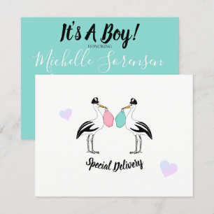 BABY sein Junge Stork liefern Sprinkle-Dusche Einladung