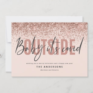 Baby seine gemütliche draußen lustigen Glitzer Wei Feiertagskarte