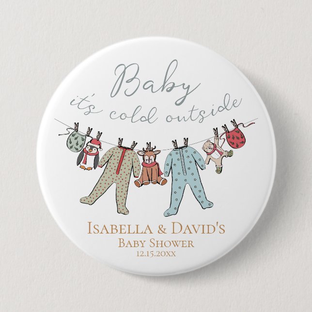 Baby seine kalte Außendusche Button (Vorderseite)