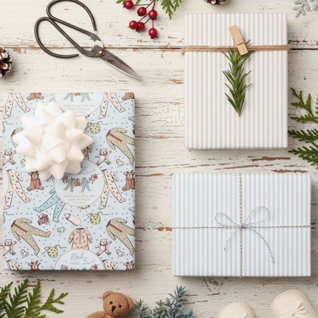 Baby seine kalte Außendusche Geschenkpapier Set (Baby It's Cold Outside Winter Baby Shower Wrapping Paper. Cute Christmas Pattern for Mother to Be)