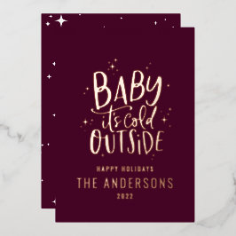 Baby seine Kälte außerhalb der modernen minimalen  Folien Feiertagskarte