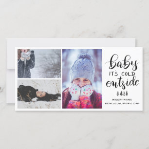 Baby seine Kälte draußen   Handgeschriebenes Foto Feiertagskarte