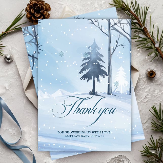 Baby seine kalte draußen im Winter Schneeflocken B Dankeskarte (Von Creator hochgeladen)