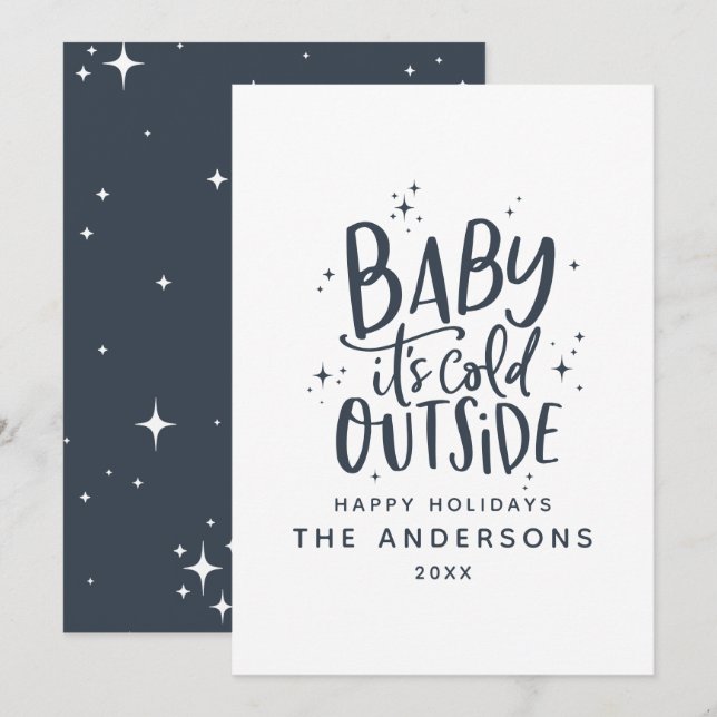 Baby seine kalte draußen typografische Weihnachtsf Save The Date (Vorne/Hinten)