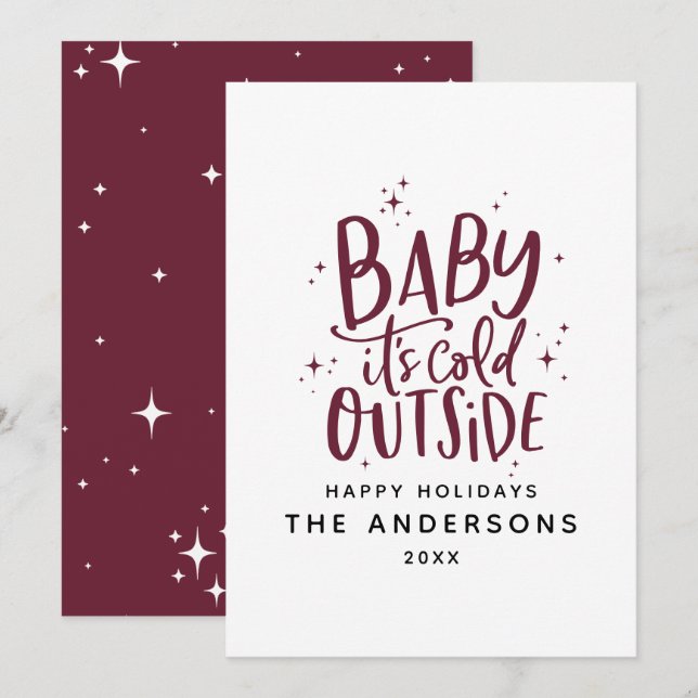 Baby seine kalte draußen typografische Weihnachtsf Save The Date (Vorne/Hinten)