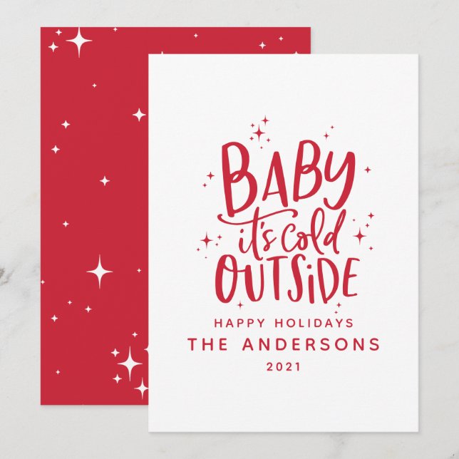 Baby seine kalte draußen typografische Weihnachtsf Save The Date (Vorne/Hinten)