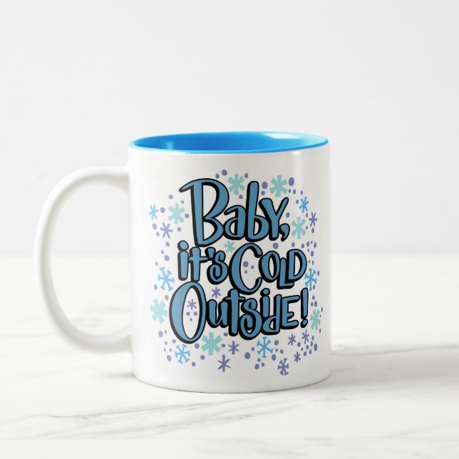 Baby seine Kälte draußen Zweifarbige Tasse (Links)