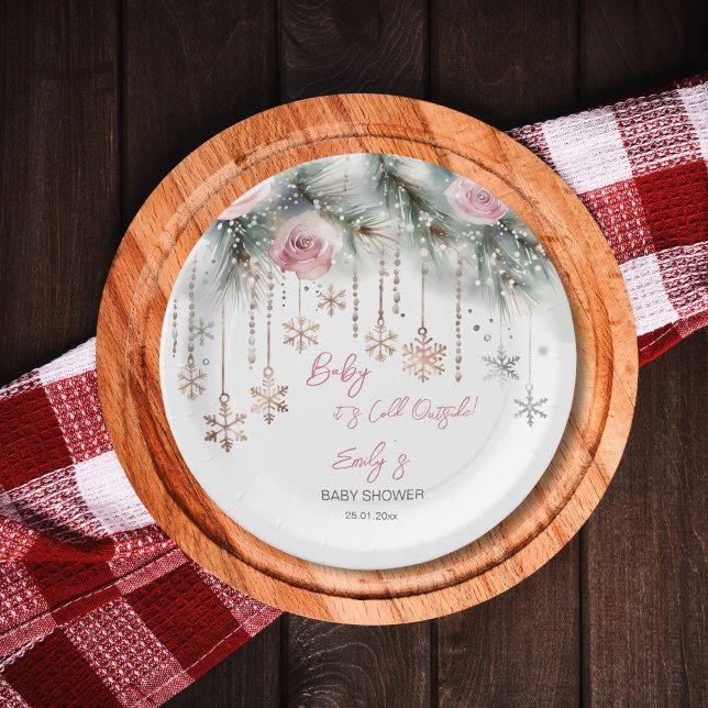 Baby seine kalte Duschgeschirr im Winter Pappteller (Baby its cold outside winter baby shower tableware personalized template paper plates)