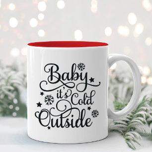 Baby seine kalte Outdoor Black Script Urlaub Zweifarbige Tasse