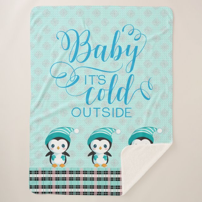Baby seine kalte Outdoor Minze Green Pinguin Blank Sherpadecke (Vorderseite)