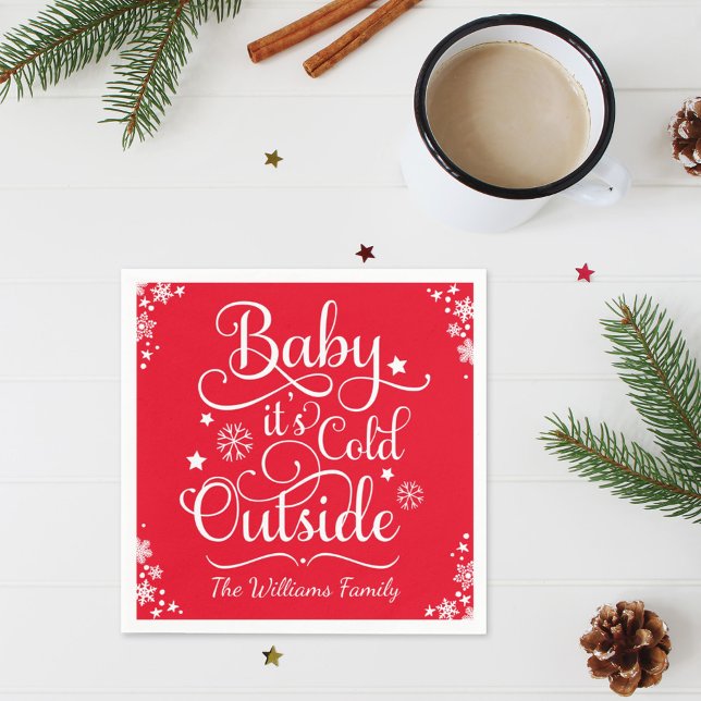 Baby seine kalte Outdoor Red Personalisiert Holida Serviette (Von Creator hochgeladen)
