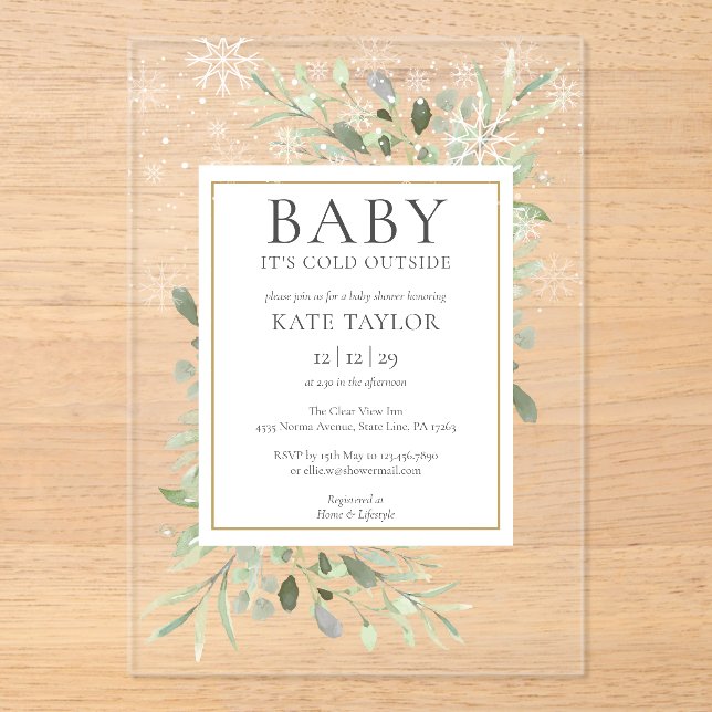 Baby seine kalte Outdoor Winterschneedusche Acryleinladungen (Vorderseite)