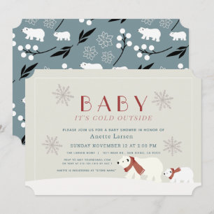 Baby seine kalten Außenpolarbären Beige Dusche Einladung