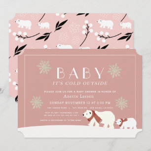 Baby seine kalten Außenpolarbären Pink Babydusche Einladung