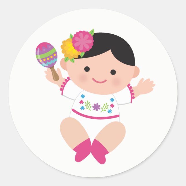 Baby Señorita, Fiesta Baby Shower Stickers (Vorderseite)
