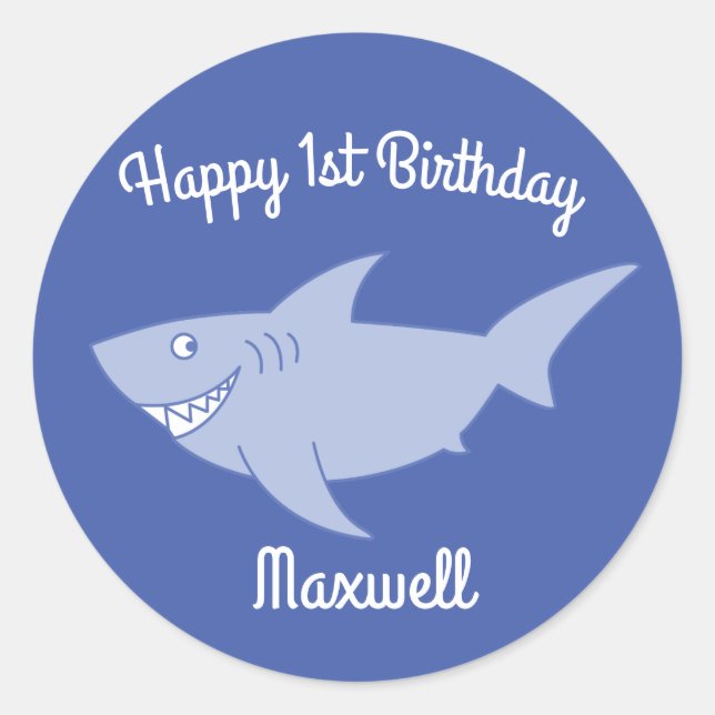 Baby Shark 1. Geburtstag Sticker Siegel (Vorderseite)