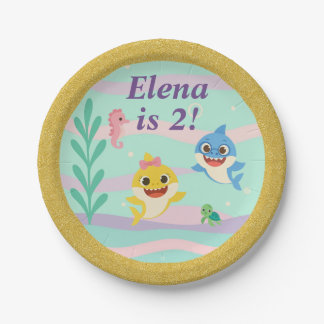 Baby Shark Birthday Party Plates Pappteller
