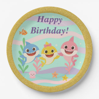 Baby Shark Birthday Party Plates Pappteller