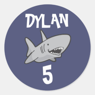 Baby Shark Blue Birthday Runder Aufkleber
