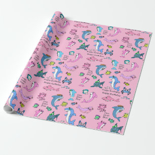 Baby Shark Family Doo Doo Happy Birthday Geschenkpapier