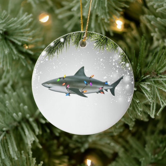 Baby Shark Geschenk für Haifisch Erwachsenenkind Keramik Ornament (Baum)