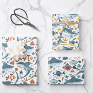 Baby Shark Kindergeburtstag Party Geschenk Geschenkpapier Set