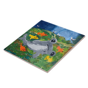 Baby Shark "Kunst von Kindern" Fliese