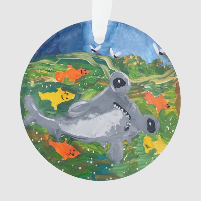 Baby Shark "Kunst von Kindern" Ornament (Vorderseite)