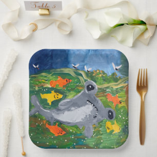 Baby Shark "Kunst von Kindern" Pappteller