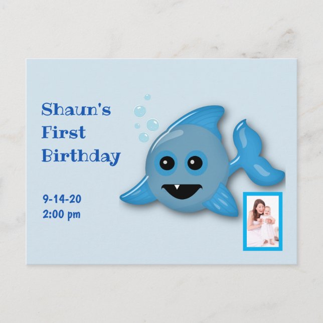 Baby Shark mit Foto Postkarte (Vorderseite)
