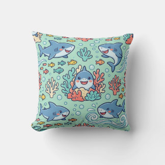 Baby Shark Ozean-Muster-Wurfkissen Kissen
