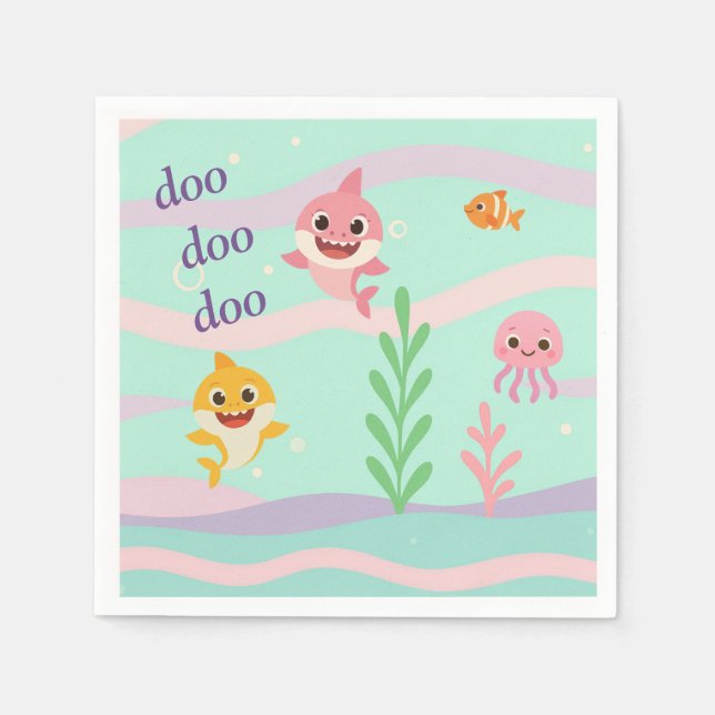 Baby Shark Party-Themen Servietten  (Vorderseite)