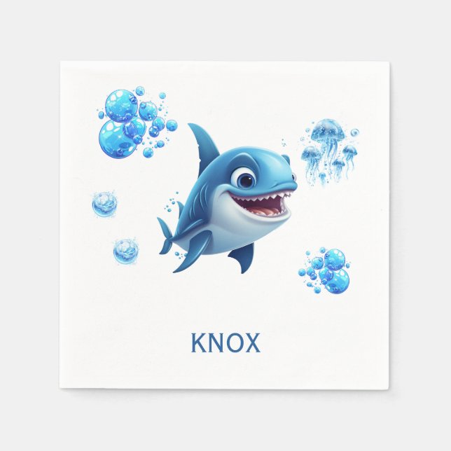 Baby Shark Personalisiert Birthday Party Serviette (Vorderseite)