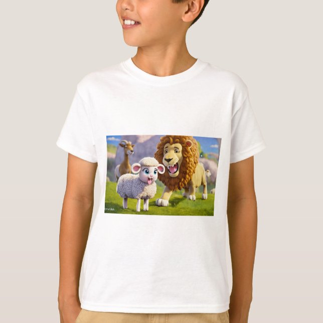 Baby Sheep and Lion Kids' T - Shirt - Niedlich und (Vorderseite)