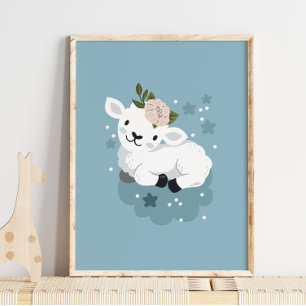 Baby Sheep Animal Name Poster Sheep Wall Art