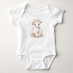 Baby Sheep Lamm mit Blume Baby Strampler