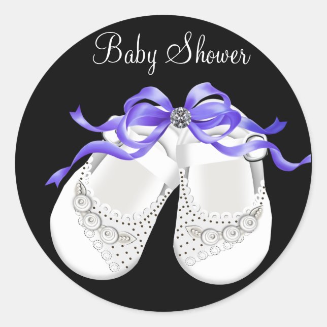 Baby Shoes Black Lila Baby Girl Shower Stickers (Vorderseite)