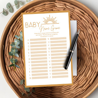 Baby Showbaby Name Game Sunshine Boho