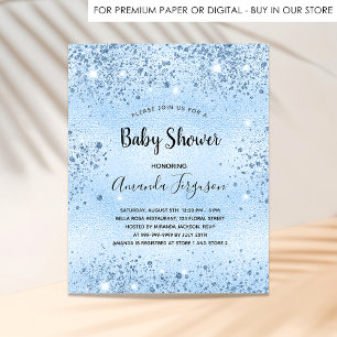 Baby Showblue Boy Glitzern - Budget-Einladung Flyer
