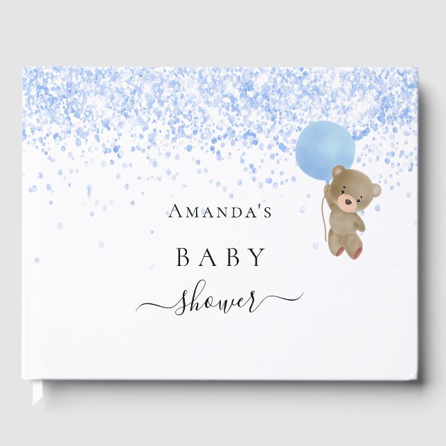 Baby Showboy Blue Teddy Bär Gästebuch (Vorderseite)